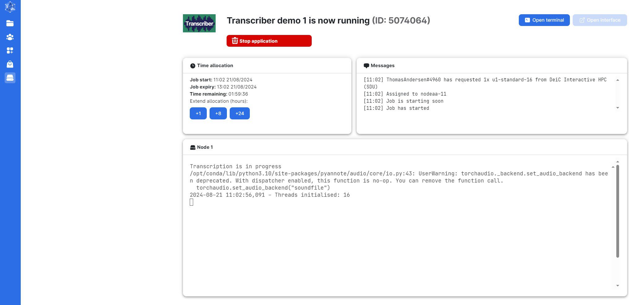 Transcriber Node Assigned