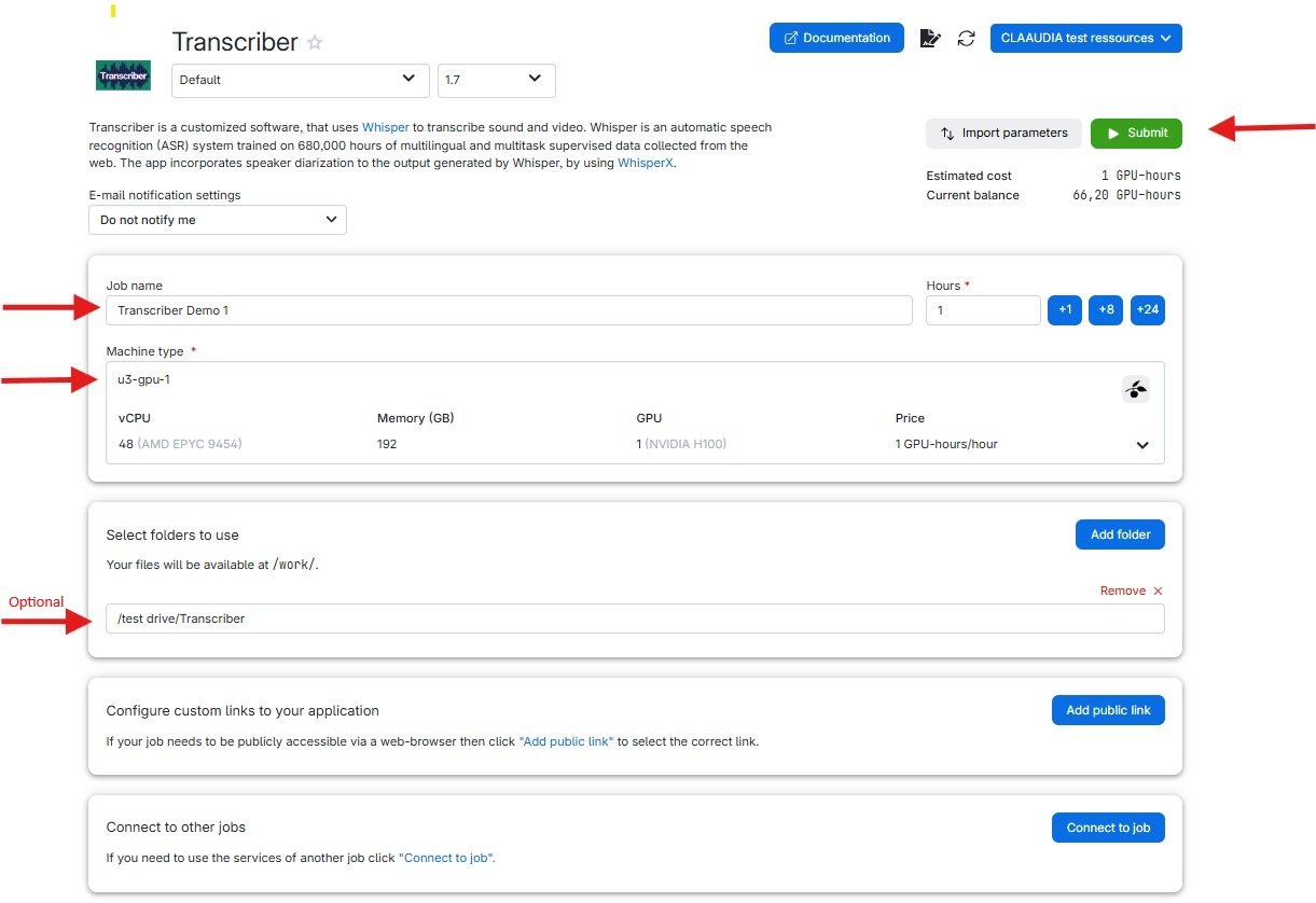 Starting the job on UCloud