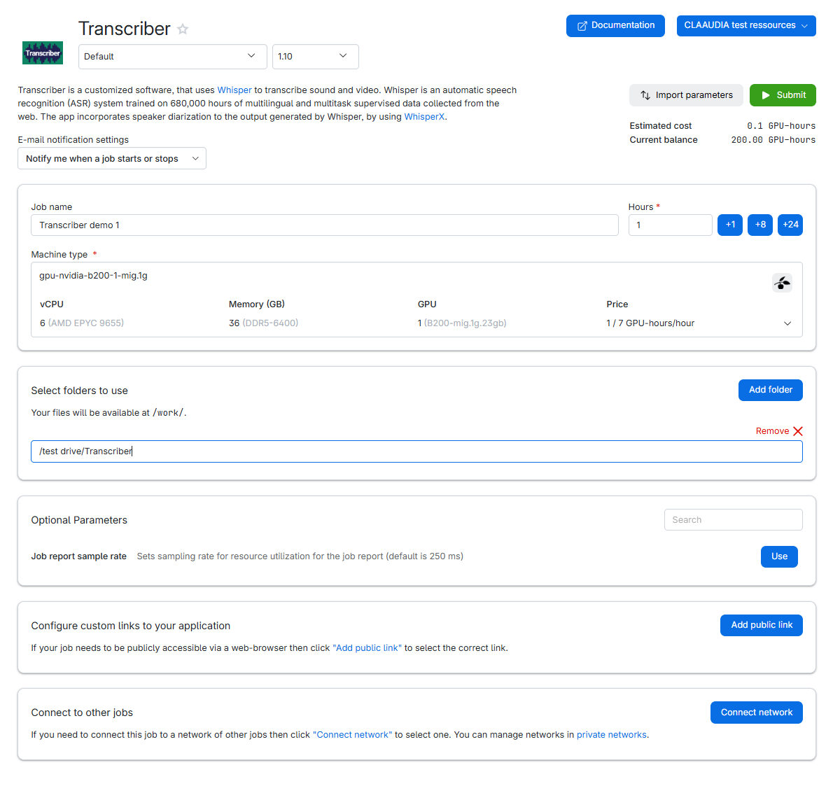 Starting the job on UCloud