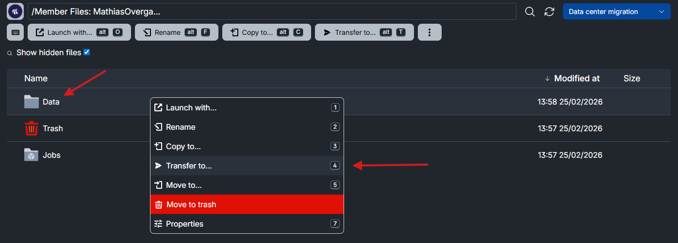 Right‑click the folder on AAU/K8s
