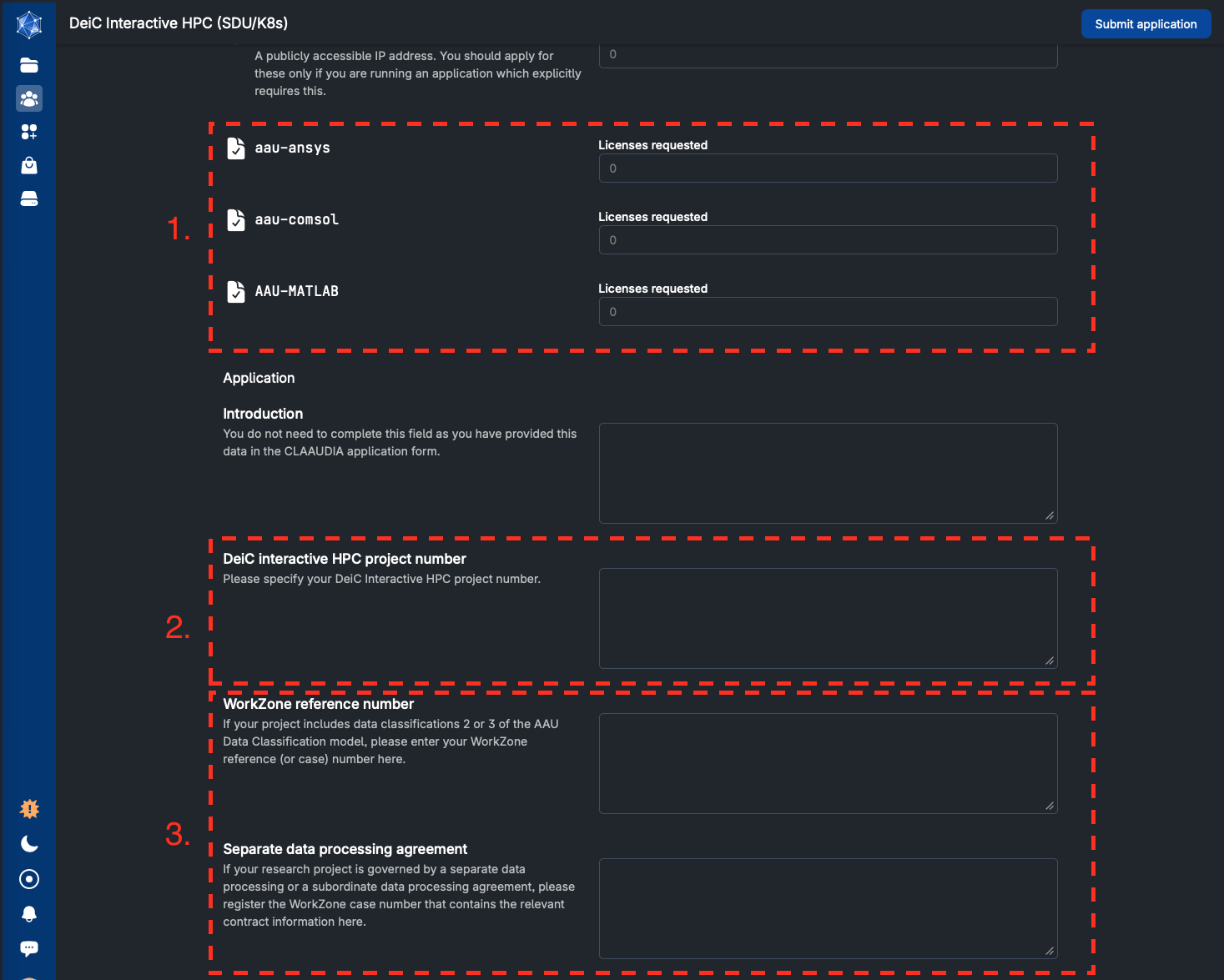Add DeiC project number and WorkZone case number if relevant
