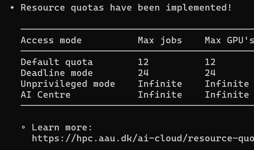 Quota and job control
