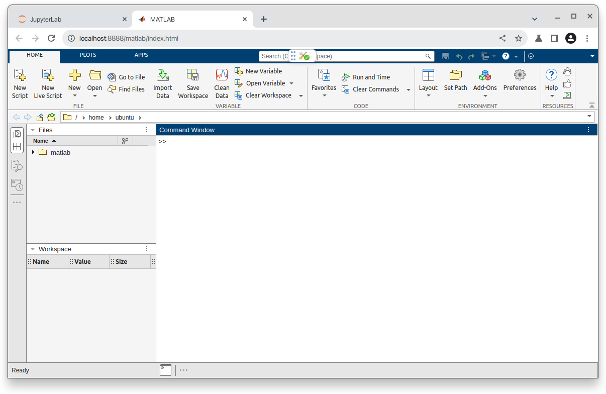 Matlab running inside a browser window