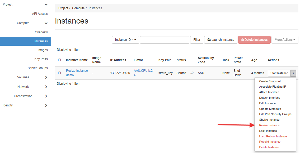 Strato server resize overview