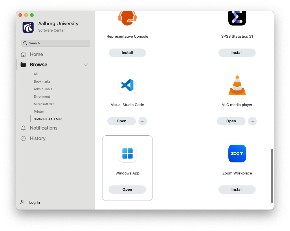 Screenshot of Software Center